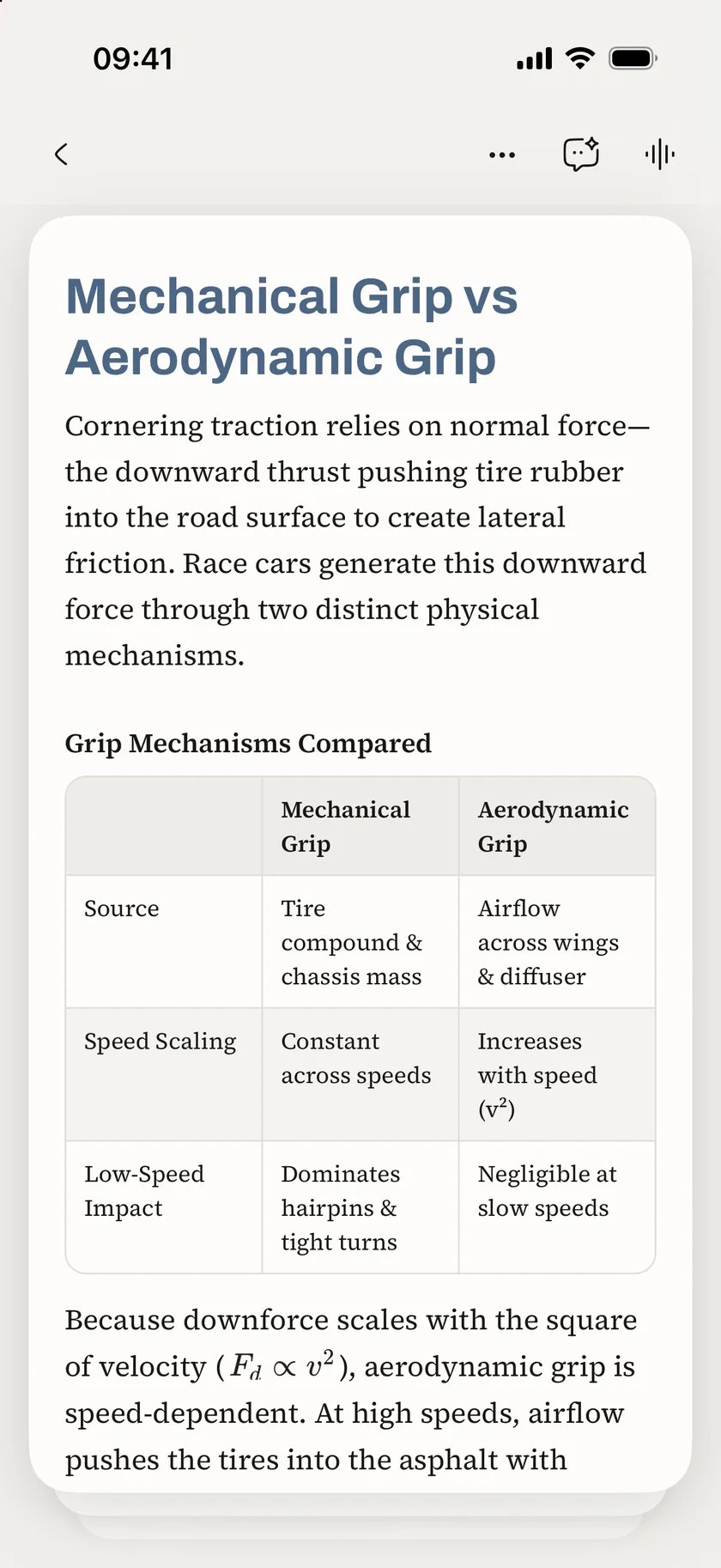 A Sophia lesson card showing explanatory text and a comparison table.